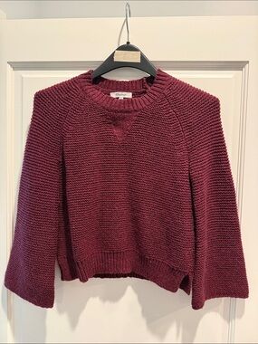 Madewell Maroon Textured Crewneck Sweater